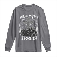 Christian Biker Long Sleeve Shirt Ride With Jesus Religious Faith Motorcycle Rider - Wonder Print Shop