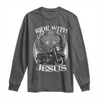 Christian Biker Long Sleeve Shirt Ride With Jesus Religious Faith Motorcycle Rider - Wonder Print Shop