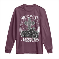 Christian Biker Long Sleeve Shirt Ride With Jesus Religious Faith Motorcycle Rider - Wonder Print Shop
