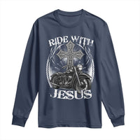 Christian Biker Long Sleeve Shirt Ride With Jesus Religious Faith Motorcycle Rider - Wonder Print Shop