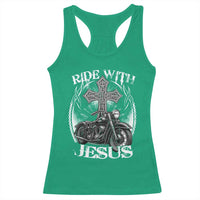 Christian Biker Racerback Tank Top Ride With Jesus Religious Faith Motorcycle Rider - Wonder Print Shop