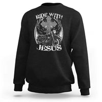 Christian Biker Sweatshirt Ride With Jesus Religious Faith Motorcycle Rider - Wonder Print Shop
