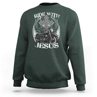Christian Biker Sweatshirt Ride With Jesus Religious Faith Motorcycle Rider - Wonder Print Shop