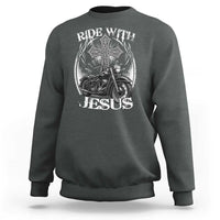 Christian Biker Sweatshirt Ride With Jesus Religious Faith Motorcycle Rider - Wonder Print Shop