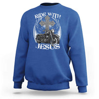 Christian Biker Sweatshirt Ride With Jesus Religious Faith Motorcycle Rider - Wonder Print Shop