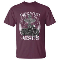 Christian Biker T Shirt Ride With Jesus Religious Faith Motorcycle Rider - Wonder Print Shop