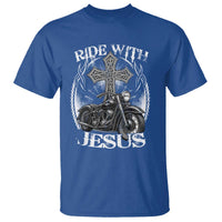Christian Biker T Shirt Ride With Jesus Religious Faith Motorcycle Rider - Wonder Print Shop