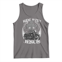 Christian Biker Tank Top Ride With Jesus Religious Faith Motorcycle Rider - Wonder Print Shop