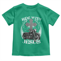 Christian Biker Toddler T Shirt Ride With Jesus Religious Faith Motorcycle Rider - Wonder Print Shop