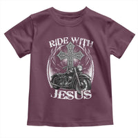 Christian Biker Toddler T Shirt Ride With Jesus Religious Faith Motorcycle Rider - Wonder Print Shop