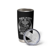 Christian Biker Tumbler Cup Ride With Jesus Religious Faith Motorcycle Rider - Wonder Print Shop