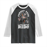 Dirt Bike Boys Raglan Shirt Funny Forgive Toys I Just Wanna Ride Motocross Rider - Wonder Print Shop