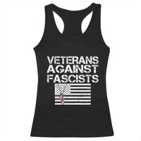 Veterans Against Fascists Racerback Tank Top Patriotic Soldier Vintage American Flag Dog Tag - Wonder Print Shop
