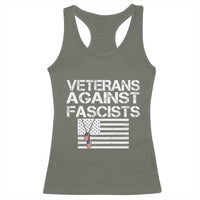 Veterans Against Fascists Racerback Tank Top Patriotic Soldier Vintage American Flag Dog Tag - Wonder Print Shop
