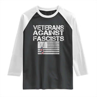 Veterans Against Fascists Raglan Shirt Patriotic Soldier Vintage American Flag Dog Tag - Wonder Print Shop