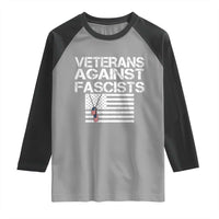 Veterans Against Fascists Raglan Shirt Patriotic Soldier Vintage American Flag Dog Tag - Wonder Print Shop
