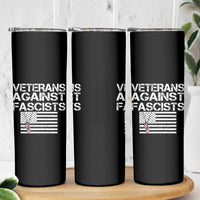 Veterans Against Fascists Skinny Tumbler Patriotic Soldier Vintage American Flag Dog Tag - Wonder Print Shop