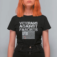 Veterans Against Fascists T Shirt For Women Patriotic Soldier Vintage American Flag Dog Tag - Wonder Print Shop