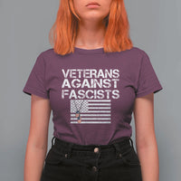 Veterans Against Fascists T Shirt For Women Patriotic Soldier Vintage American Flag Dog Tag - Wonder Print Shop