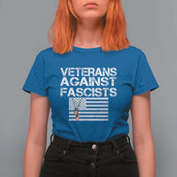 Veterans Against Fascists T Shirt For Women Patriotic Soldier Vintage American Flag Dog Tag - Wonder Print Shop