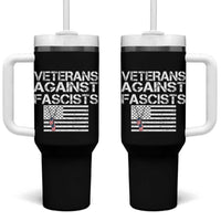 Veterans Against Fascists Tumbler With Handle Patriotic Soldier Vintage American Flag Dog Tag - Wonder Print Shop