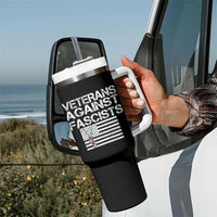 Veterans Against Fascists Tumbler With Handle Patriotic Soldier Vintage American Flag Dog Tag - Wonder Print Shop