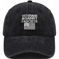 Veterans Against Fascists Washed Cotton Baseball Cap Patriotic Soldier Vintage American Flag Dog Tag