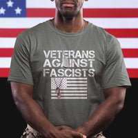 Veterans Against Fascists T Shirt Patriotic Soldier Vintage American Flag Dog Tag - Wonder Print Shop
