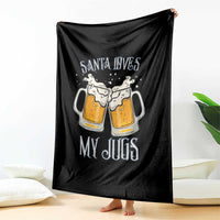 Funny Christmas Beers Couple Throw Blanket Santa Loves My Jugs Beers Drinker - Wonder Print Shop