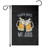 Funny Christmas Beers Couple Garden Flag Santa Loves My Jugs Beers Drinker - Wonder Print Shop