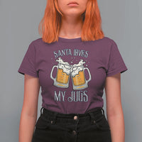 Funny Christmas Beers Couple T Shirt For Women Santa Loves My Jugs Beers Drinker - Wonder Print Shop