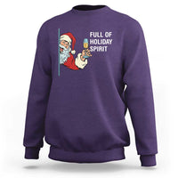 Funny Christmas Wine Sweatshirt Full Of Holiday Spirit Santa - Wonder Print Shop