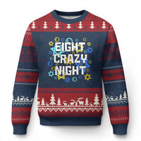 Funny Hanukkah Eight Crazy Night Ugly Christmas Sweater Jewish Hebrew Chanukah David Stars - Wonder Print Shop