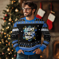 Funny Chanukah Eight Crazy Night Hanukkah Ugly Sweater Jewish Hebrew David Stars - Wonder Print Shop