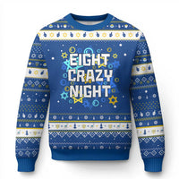 Funny Chanukah Eight Crazy Night Hanukkah Ugly Sweater Jewish Hebrew David Stars - Wonder Print Shop