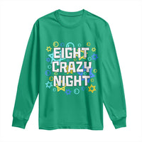 Funny Hanukkah Eight Crazy Night Long Sleeve Shirt Jewish Hebrew Chanukah David Stars - Wonder Print Shop