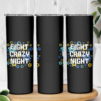 Funny Hanukkah Eight Crazy Night Skinny Tumbler Jewish Hebrew Chanukah David Stars - Wonder Print Shop