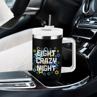 Funny Hanukkah Eight Crazy Night Tumbler With Handle Jewish Hebrew Chanukah David Stars - Wonder Print Shop