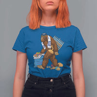 Funny Hanukkah Bigfoot Menorah David Stars T Shirt For Women - Wonder Print Shop