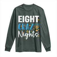 Funny Hanukkah Eight Crazy Nights Long Sleeve Shirt Menorah David Stars