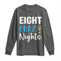 Funny Hanukkah Eight Crazy Nights Long Sleeve Shirt Menorah David Stars