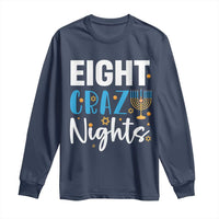 Funny Hanukkah Eight Crazy Nights Long Sleeve Shirt Menorah David Stars
