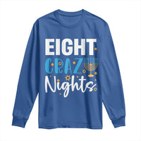 Funny Hanukkah Eight Crazy Nights Long Sleeve Shirt Menorah David Stars