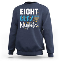 Funny Hanukkah Eight Crazy Nights Sweatshirt Menorah David Stars - Wonder Print Shop