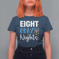 Funny Hanukkah Eight Crazy Nights T Shirt For Women Menorah David Stars - Wonder Print Shop