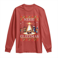 Funny Merry Glizzmas Long Sleeve Shirt Hot Dog Christmas Nativity Scene