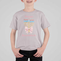 Happy Hanukkah Coquette T Shirt For Kid Cute Menorah Pink Bow - Wonder Print Shop