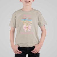 Happy Hanukkah Coquette T Shirt For Kid Cute Menorah Pink Bow - Wonder Print Shop