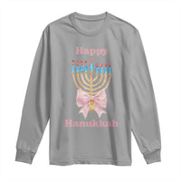 Happy Hanukkah Coquette Long Sleeve Shirt Cute Menorah Pink Bow