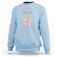 Happy Hanukkah Coquette Sweatshirt Cute Menorah Pink Bow - Wonder Print Shop